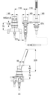 Смеситель на борт ванны Kludi Decus 544473975 чёрный матовый